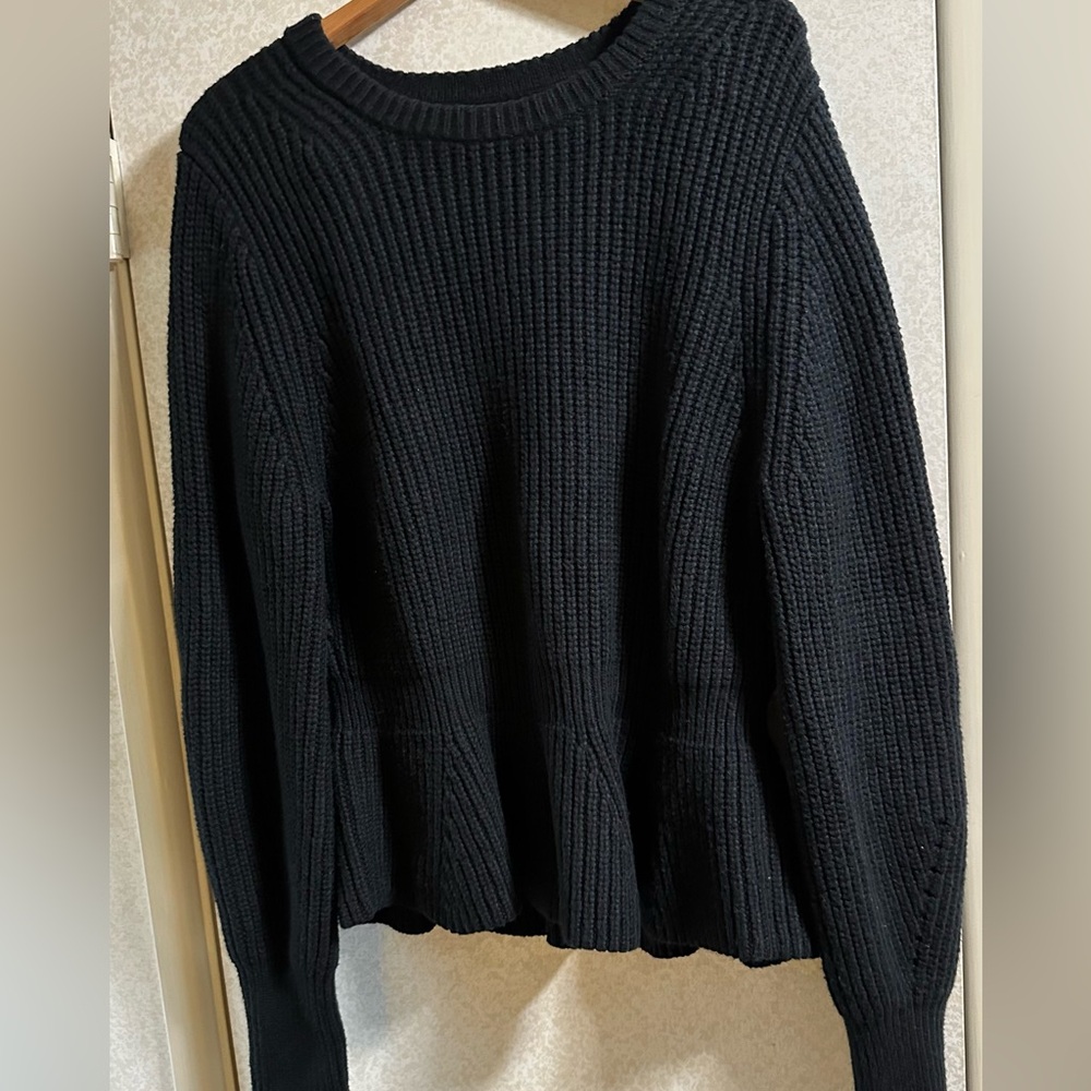 Banana Republic Peplum Classic Black Ribbed Sweater